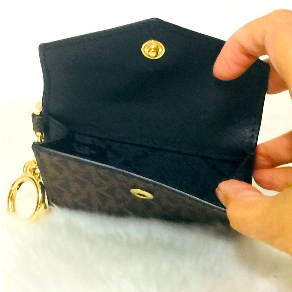NWT Michael Kors Brown Black Key/ID/Credit card case wallet - Picture 8 of 12